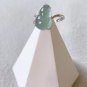 Type A Blue Jadeite Jade Ring 18K Solid White Gold & Grade A Icy Pale Blue Jade Gourd Ring