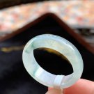 US9 Type A Icy Jadeite Jade Band Ring  Grade A Natural Myanmar Translucent Green Jade Ring