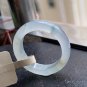 US 8 Type A Highly-translucent Jadeite Jade Ring Grade A Icy White Jadeite Greenish Ring