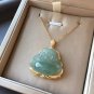 Type A Green Jadeite Jade  Buddha Pendant 18K Solid Yellow Gold & Myanmar Icy Green Jade Buddha