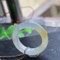US 6.5 Type A Icy Yellow Jadeite Jade Band Ring Grade A Myanmar Yellow Jade Ring