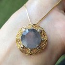 Type A Lavender Jadeite Jade Pendant 18K Solid Yellow Gold Grade A Purple 3 Purpose Jade Pendant