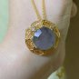 Type A Lavender Jadeite Jade Pendant 18K Solid Yellow Gold Grade A Purple 3 Purpose Jade Pendant