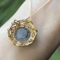 Type A Lavender Jadeite Jade Pendant 18K Solid Yellow Gold Grade A Purple 3 Purpose Jade Pendant