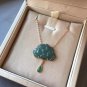 Type A Icy Blue Jadeite Jade Necklace 18K Solid Rose Gold Grade A Icy Blue Jade Lotus Pendant