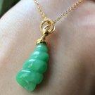 Type A Pure Green Jadeite Jade Pendant 18K Solid Yellow &Grade a Icy Pure Green Conch Jade Pendant