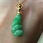 Type A Pure Green Jadeite Jade Pendant 18K Solid Yellow &Grade a Icy Pure Green Conch Jade Pendant