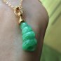 Type A Pure Green Jadeite Jade Pendant 18K Solid Yellow &Grade a Icy Pure Green Conch Jade Pendant