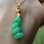 Type A Pure Green Jadeite Jade Pendant 18K Solid Yellow &Grade a Icy Pure Green Conch Jade Pendant