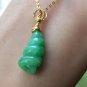 Type A Pure Green Jadeite Jade Pendant 18K Solid Yellow &Grade a Icy Pure Green Conch Jade Pendant