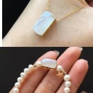Type A Icy White Jadeite Jade Pendant 18K Solid Yellow Gold Grade White Jade Double-use Jade Pendant