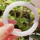 Type A Icy White Jadeite Jade Bangle 56.6mm Grade A Icy White with Green Flower Jade Round Bangle