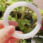 Type A Icy White Jadeite Jade Bangle 56.6mm Grade A Icy White with Green Flower Jade Round Bangle