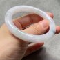 Type A Icy White Jadeite Jade Bangle 56.6mm Grade A Icy White with Green Flower Jade Round Bangle