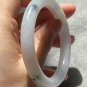 Type A Icy White Jadeite Jade Bangle 56.6mm Grade A Icy White with Green Flower Jade Round Bangle
