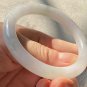 Type A Icy White Jadeite Jade Bangle 56.6mm Grade A Icy White with Green Flower Jade Round Bangle