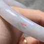 Type A Icy White Jadeite Jade Bangle 56.6mm Grade A Icy White with Green Flower Jade Round Bangle