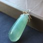 Type A Icy Fruit Green Jadeite Jade Pendant 18K Solid White & Yellow Gold & Green Fugua Jade Pendant