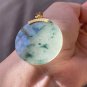 Type A Icy Greenish Jadeite Jade Pendant 18K Solid Yellow Gold Grade A Green Jade Round Pendant