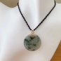 Type A Icy Greenish Jadeite Jade Pendant 18K Solid Yellow Gold Grade A Green Jade Round Pendant