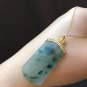 Type A Icy Greenish Jadeite Jade Pendant 18K Solid Yellow  Gold Grade A Green Jade Pendant