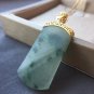 Type A Icy Greenish Jadeite Jade Pendant 18K Solid Yellow  Gold Grade A Green Jade Pendant