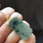 Type A Icy Greenish Jadeite Jade Pendant 18K Solid Yellow  Gold Grade A Green Jade Pendant