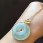 Type A Icy Pale Green Jadeite Jade Pendant 18K Solid Gold & Grade A Myanmar Jade Lucky Buckle