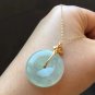 Type A Icy Pale Green Jadeite Jade Pendant 18K Solid Gold & Grade A Myanmar Jade Lucky Buckle