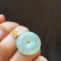 Type A Icy Pale Green Jadeite Jade Pendant 18K Solid Gold & Grade A Myanmar Jade Lucky Buckle