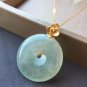 Type A Icy Pale Green Jadeite Jade Pendant 18K Solid Gold & Grade A Myanmar Jade Lucky Buckle