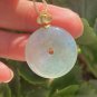 Type A Icy Pale Green Jadeite Jade Pendant 18K Solid Gold & Grade A Myanmar Jade Lucky Buckle