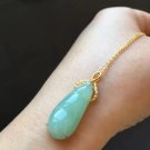 Type A Icy Green Jadeite Jade Pendant 18K Solid Yellow Gold Grade A Myanmar  Apple Green Bean Jade