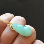 Type A Icy Green Jadeite Jade Pendant 18K Solid Yellow Gold Grade A Myanmar  Apple Green Bean Jade