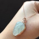 Type A Icy White Jadeite Jade Pendant 18K Solid Rose Gold & Myanmar Icy White Leaf Jadeite Pendant
