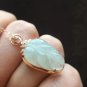 Type A Icy White Jadeite Jade Pendant 18K Solid Rose Gold & Myanmar Icy White Leaf Jadeite Pendant