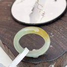 Type A Icy Yellow Jadeite Jade Band Ring Certified Grade A Icy Yellow Floating Flower Jade Band Ring
