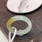Type A Icy Yellow Jadeite Jade Band Ring Certified Grade A Icy Yellow Floating Flower Jade Band Ring