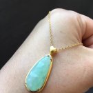 Type A Icy Mint Green Jadeite Jade Pendant 18K Solid Yellow Gold Grade Jade Pendant