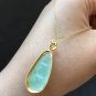 Type A Icy Mint Green Jadeite Jade Pendant 18K Solid Yellow Gold Grade Jade Pendant