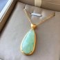 Type A Icy Mint Green Jadeite Jade Pendant 18K Solid Yellow Gold Grade Jade Pendant
