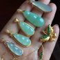 Type A Icy Mint Green Jadeite Jade Pendant 18K Solid Yellow Gold Grade Jade Pendant
