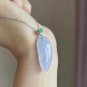 Type A Icy White Jadeite Jade Pendant 18K Solid White Gold Grade A Jade Fugua Pendant