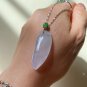Type A Icy White Jadeite Jade Pendant 18K Solid White Gold Grade A Jade Fugua Pendant