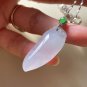 Type A Icy White Jadeite Jade Pendant 18K Solid White Gold Grade A Jade Fugua Pendant