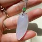 Type A Icy White Jadeite Jade Pendant 18K Solid White Gold Grade A Jade Fugua Pendant