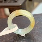 US 5 Non-heated Icy Yellow Jadeite Jade Band Ring Grade A Myanmar Old Pit Yellow Jade Pinky Ring