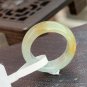 US 5 Non-heated Icy Yellow Jadeite Jade Band Ring Grade A Myanmar Old Pit Yellow Jade Pinky Ring