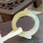 US 5 Non-heated Icy Yellow Jadeite Jade Band Ring Grade A Myanmar Old Pit Yellow Jade Pinky Ring