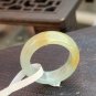 US 5 Non-heated Icy Yellow Jadeite Jade Band Ring Grade A Myanmar Old Pit Yellow Jade Pinky Ring